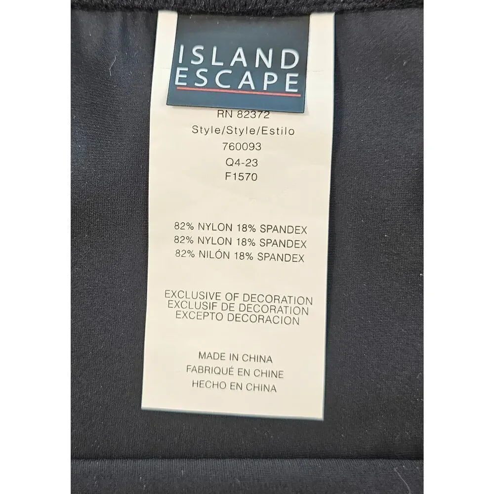 NWT island escapes tummy control black high waist bikini bottom L 16 beach